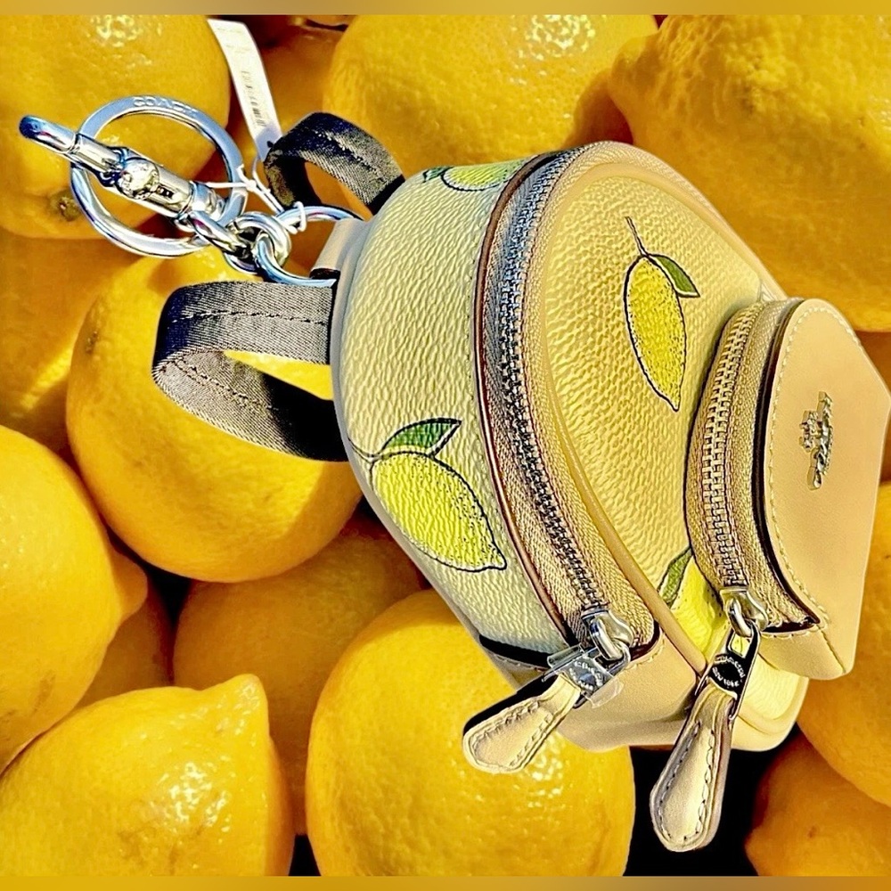 Coach CardHolder/KeyChain/BagCharm ADORABLE Lemon Micro-Mini Backpack NWT - Picture 2 of 15